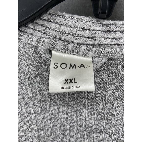 Soma Cardigan Womens XXL 2X Plus Gray Open Front Long-Line Pockets Ribbed - Picture 3 of 11